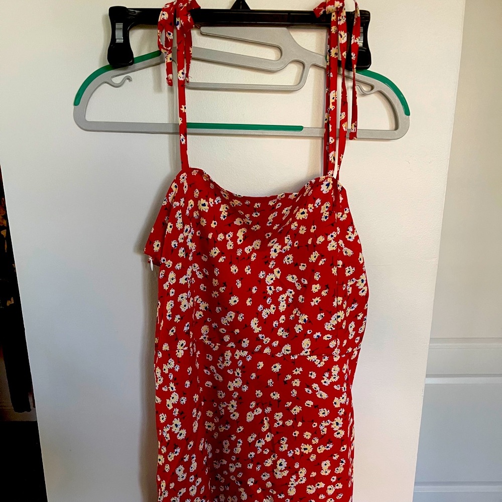 Red adjustable strap dress